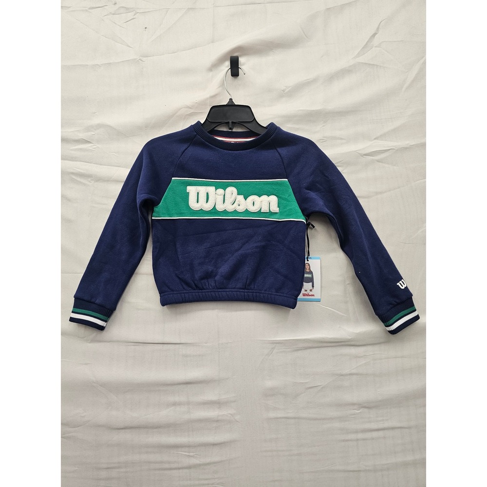Wilson Girls Crew Neck Pullover Sweatshirt Blue Cotton Blend Athletic Size Small